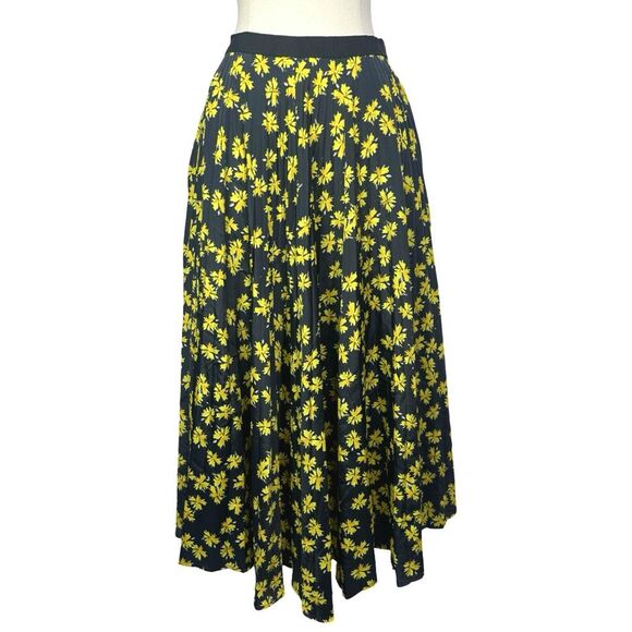 Derek Lam Collective Navy Floral Pleated Skirt - Size 2 (Italian 38) - Picture 7 of 9